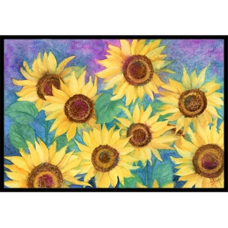 Carolines Treasures IBD0247MAT Sunflowers & Purple Indoor Or Outdoor Mat; 18 X 27